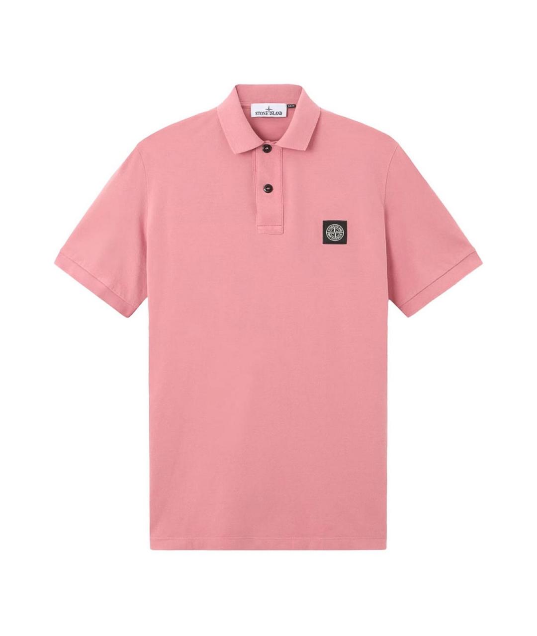 STONE ISLAND Розовое хлопковое поло с коротким рукавом, фото 1