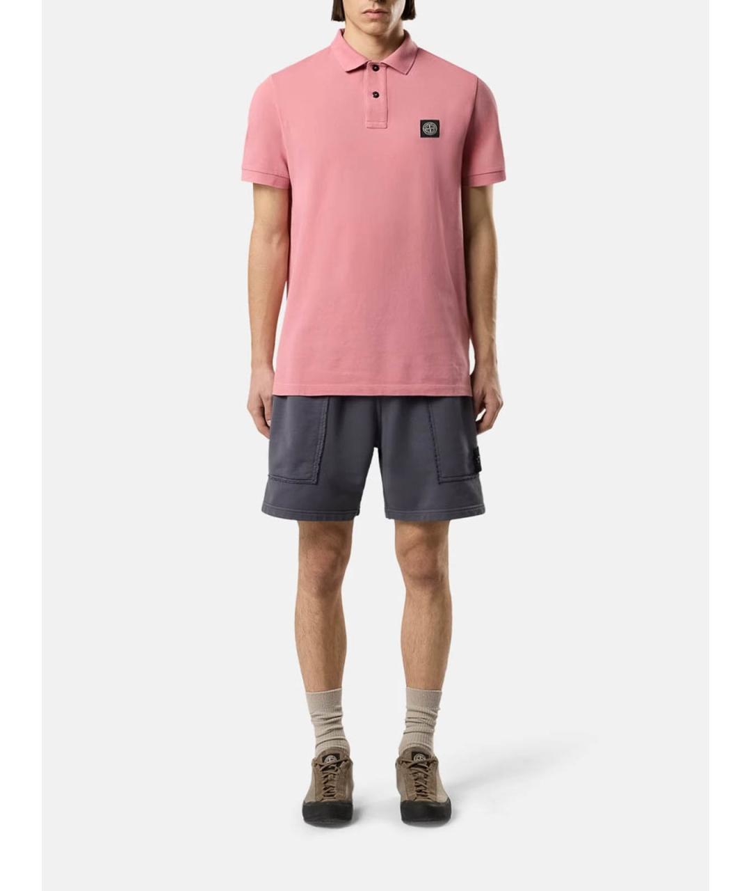 STONE ISLAND Розовое хлопковое поло с коротким рукавом, фото 2
