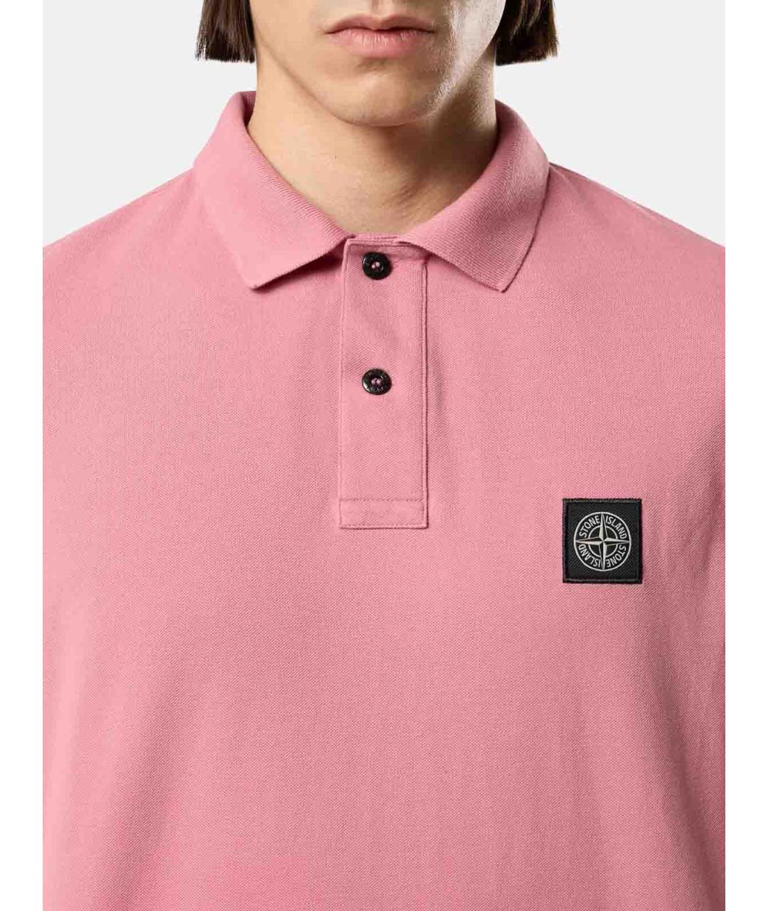 STONE ISLAND Розовое хлопковое поло с коротким рукавом, фото 4