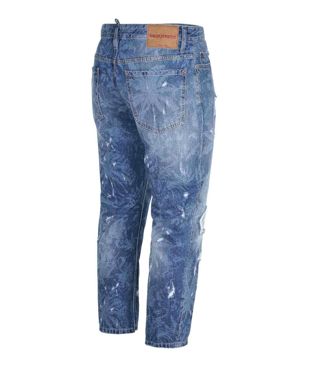 DSQUARED2 Синие хлопковые прямые джинсы, фото 3