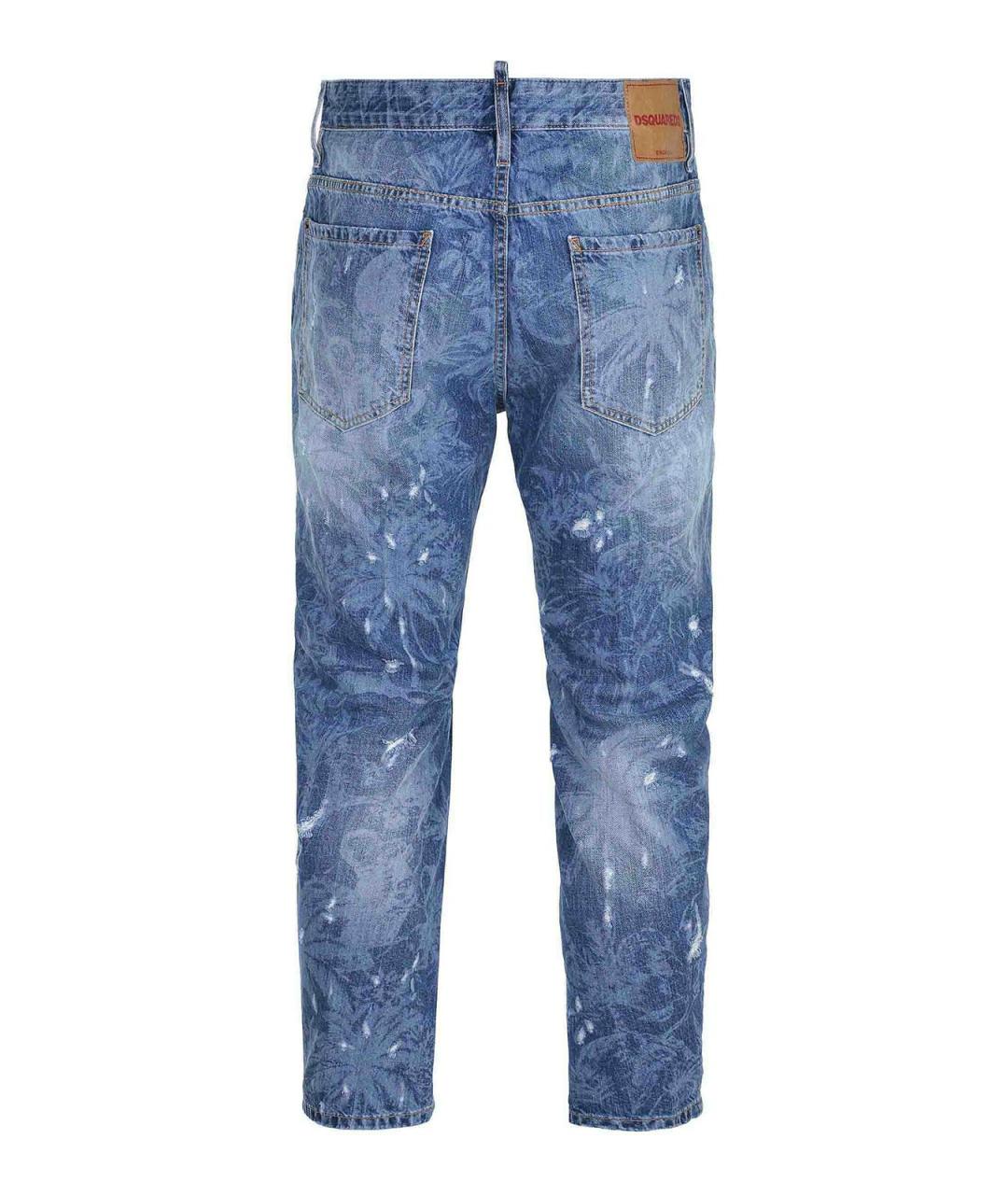 DSQUARED2 Синие хлопковые прямые джинсы, фото 4