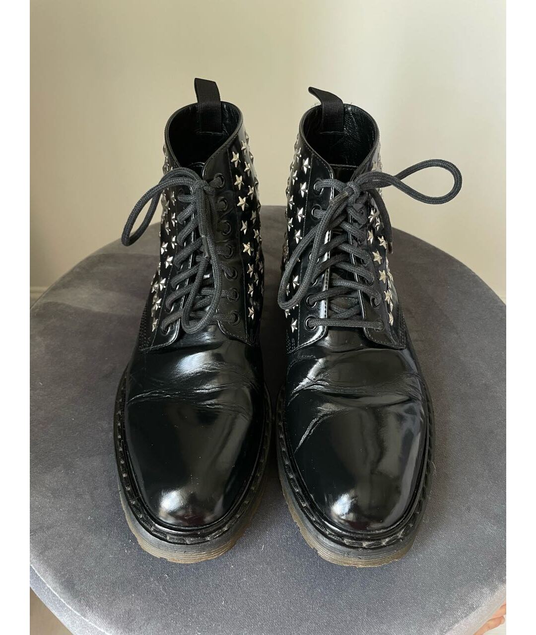 SAINT LAURENT Черные кожаные высокие ботинки, фото 2