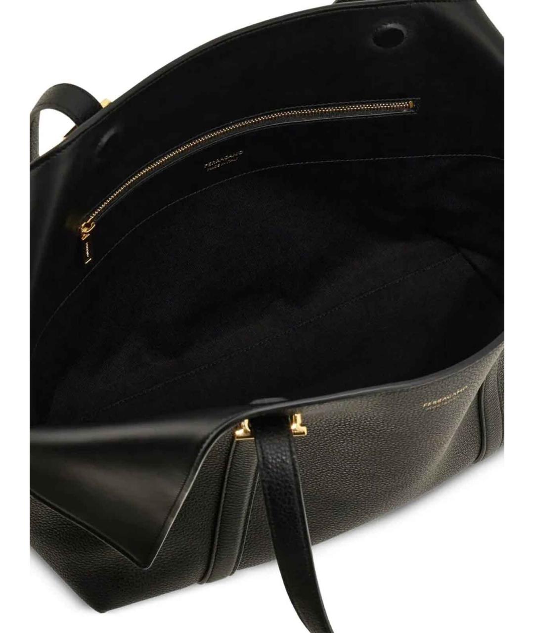 FERRAGAMO Черная кожаная сумка тоут, фото 3