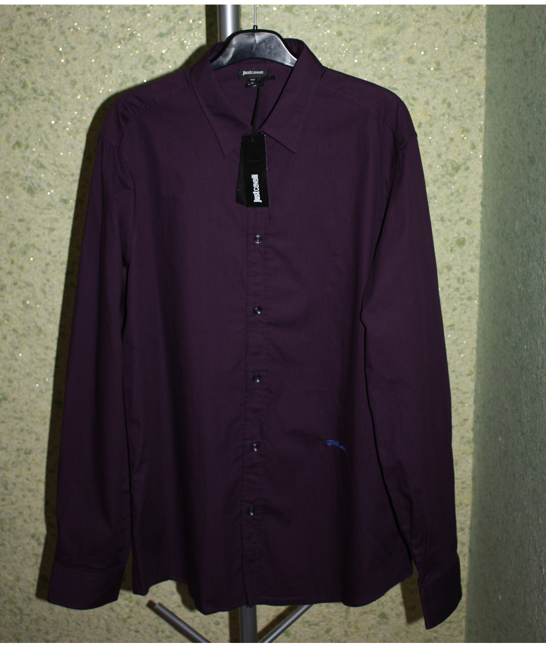 JUST CAVALLI Фиолетовая хлопковая классическая рубашка, фото 2