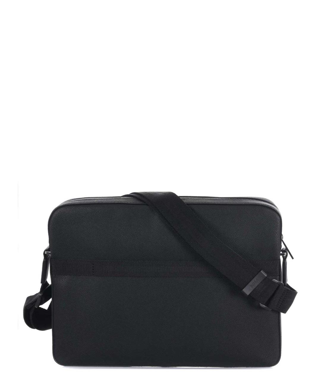 HUGO BOSS Черная кожаная сумка на плечо, фото 4