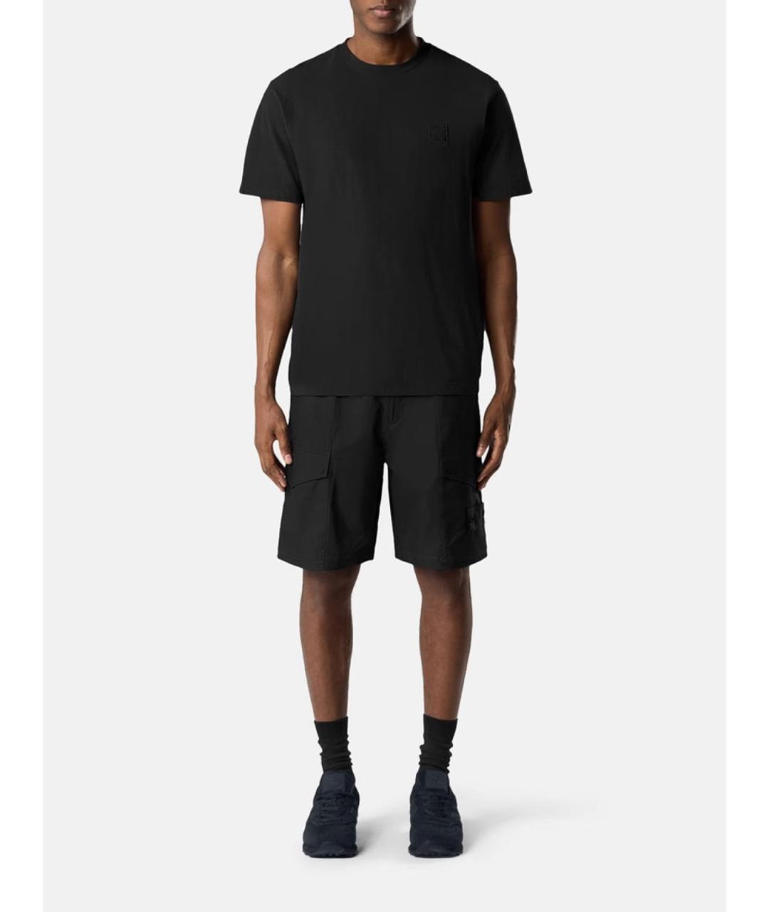 STONE ISLAND Черная хлопковая футболка, фото 2