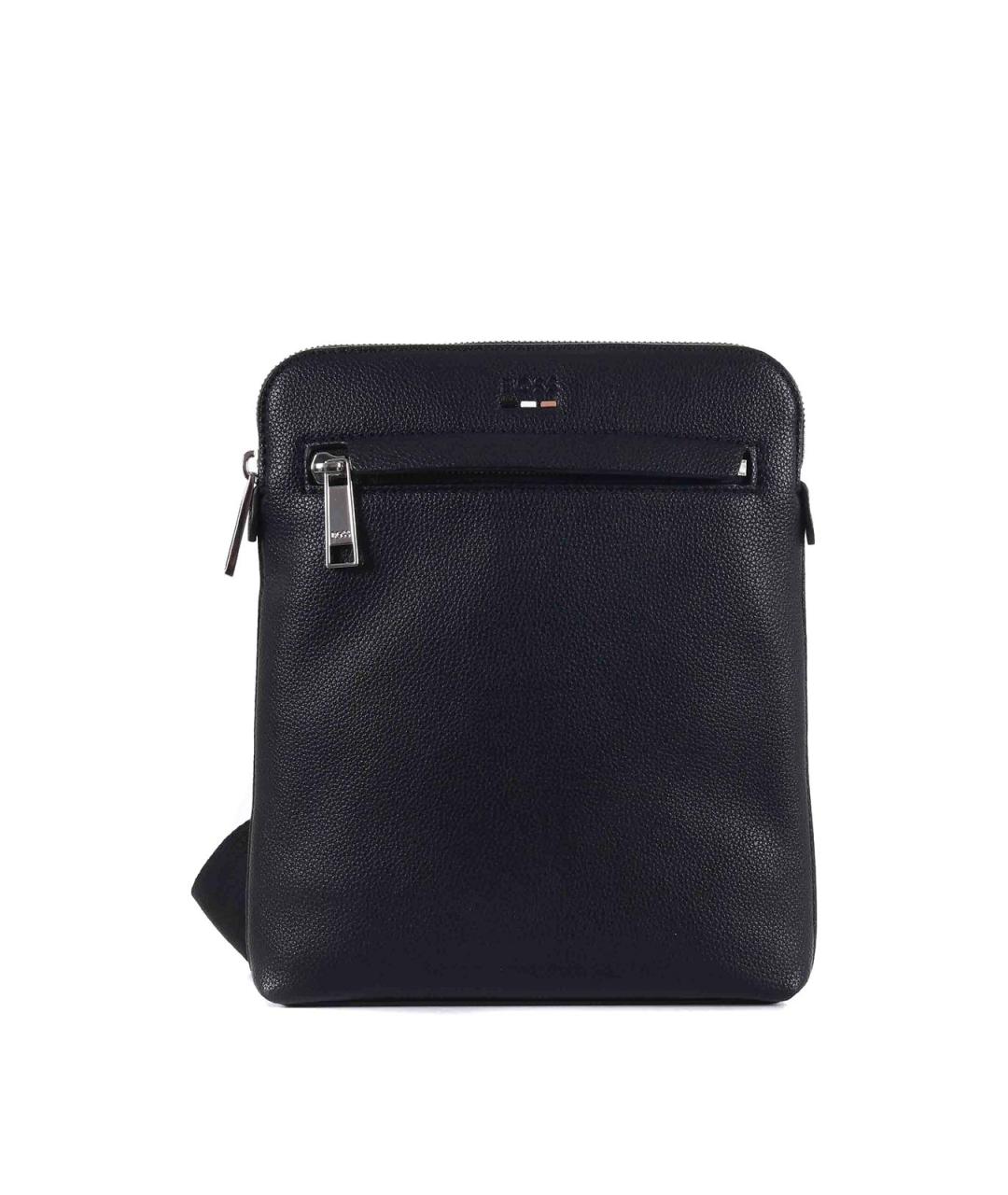 HUGO BOSS Черная кожаная сумка на плечо, фото 1