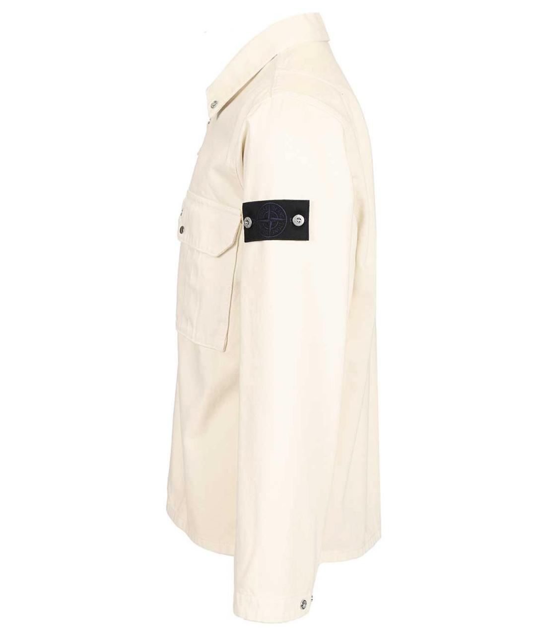 STONE ISLAND Белая хлопковая кэжуал рубашка, фото 3