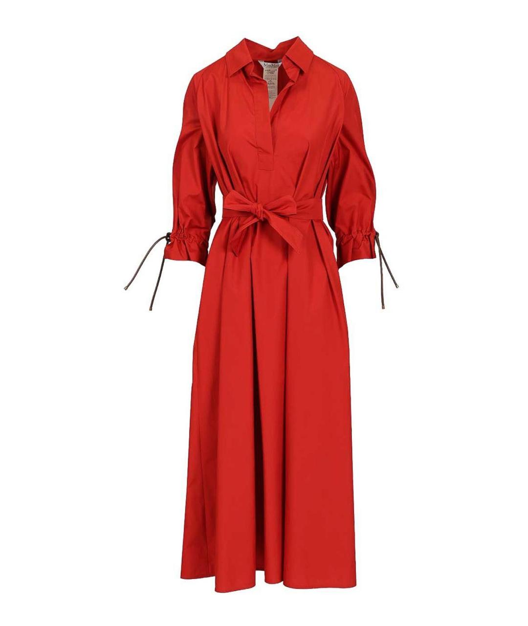 MAX MARA Красное хлопковое повседневное платье, фото 1