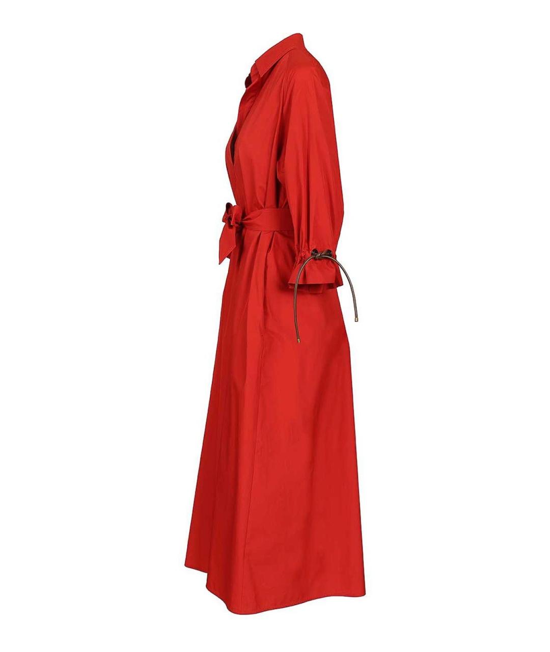 MAX MARA Красное хлопковое повседневное платье, фото 3