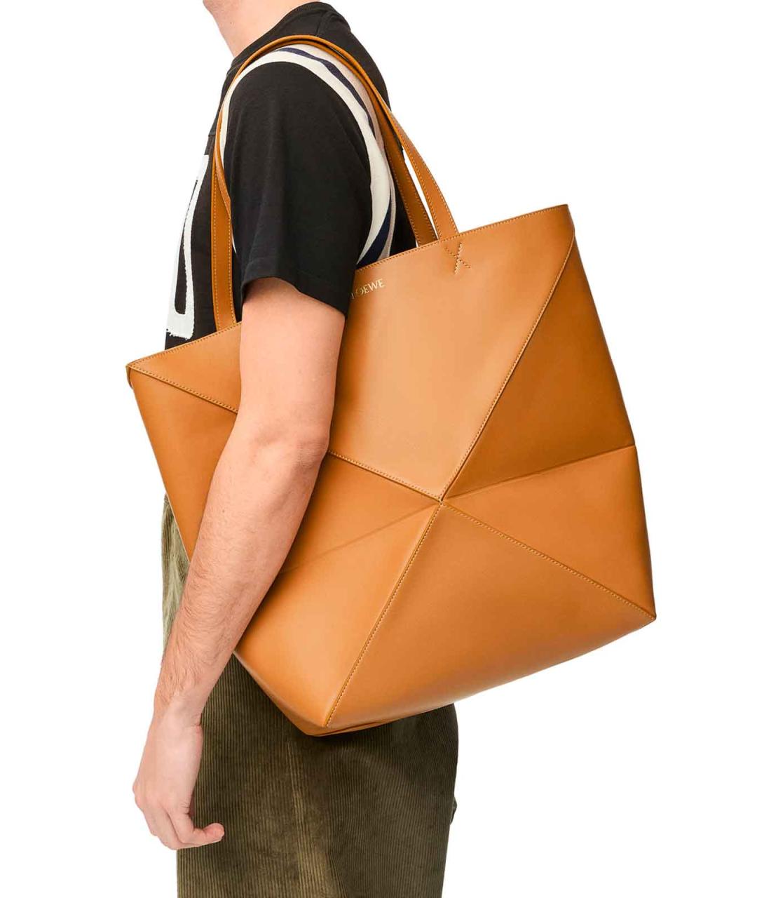 LOEWE Бежевая кожаная сумка тоут, фото 5