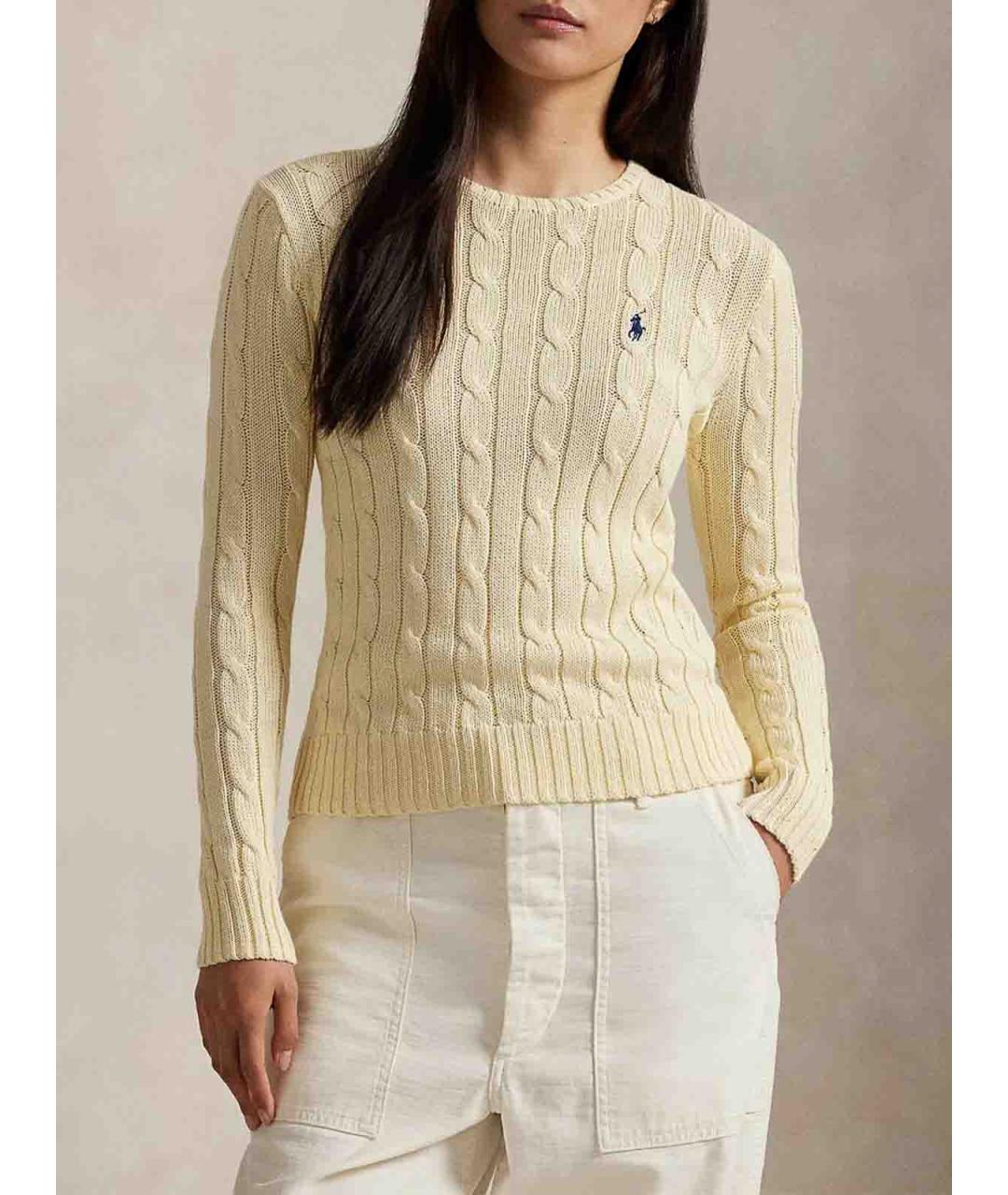 POLO RALPH LAUREN Бежевый хлопковый джемпер / свитер, фото 2