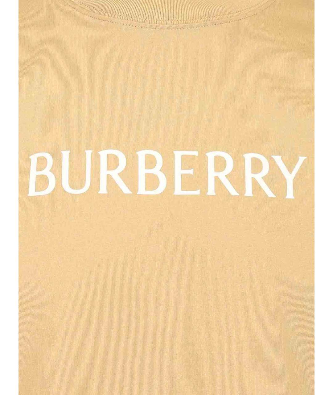BURBERRY Желтая хлопковая футболка, фото 3