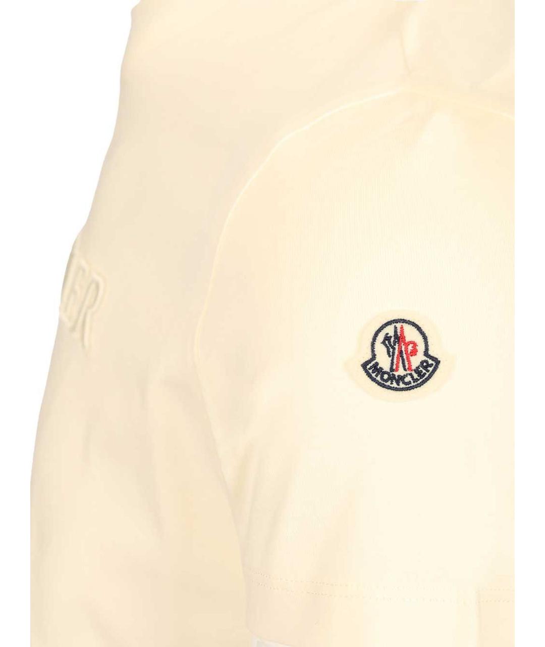 MONCLER Бежевая хлопковая футболка, фото 4