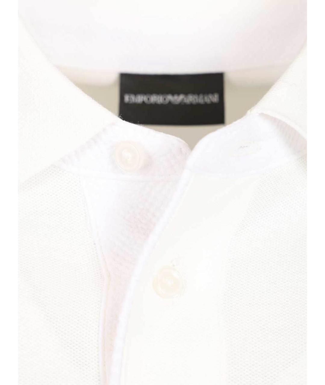 EMPORIO ARMANI Белое хлопковое поло с коротким рукавом, фото 4