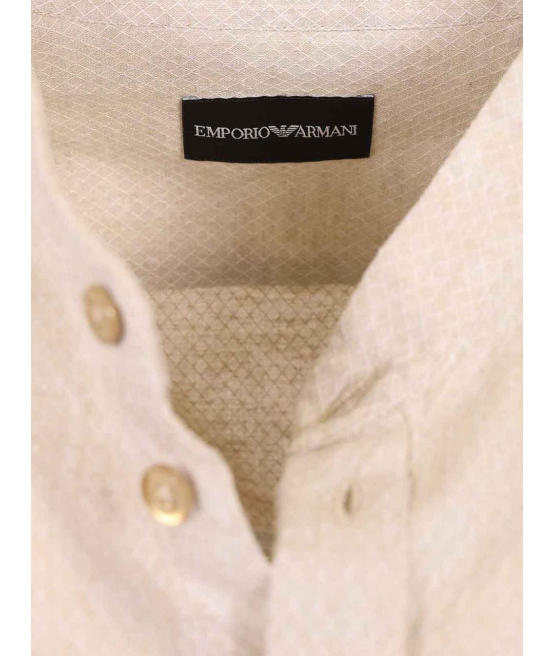 EMPORIO ARMANI Бежевая хлопковая классическая рубашка, фото 4