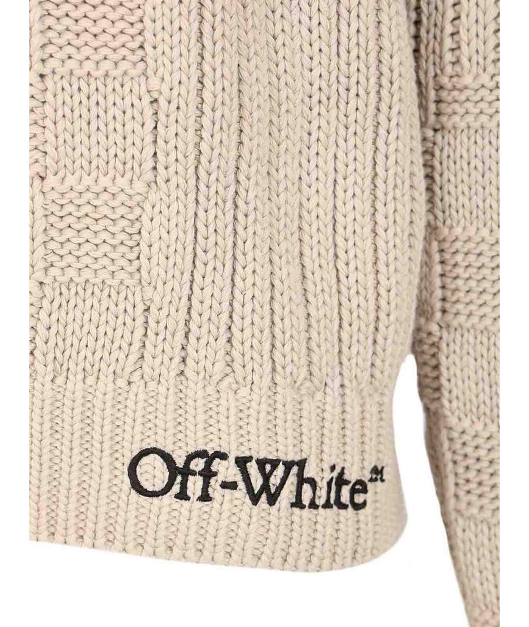 OFF-WHITE Бежевый хлопковый джемпер / свитер, фото 3