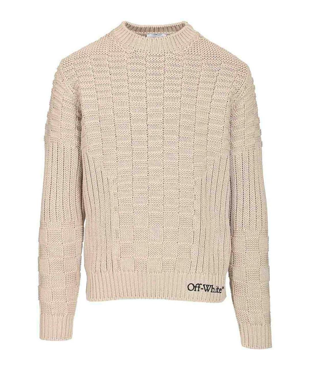 OFF-WHITE Бежевый хлопковый джемпер / свитер, фото 1