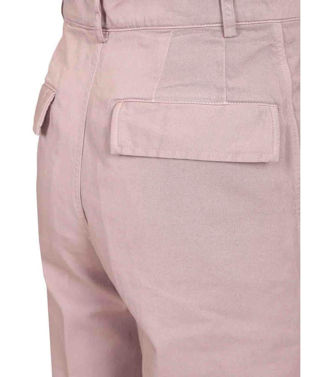 DRIES VAN NOTEN Розовые хлопковые повседневные брюки, фото 4