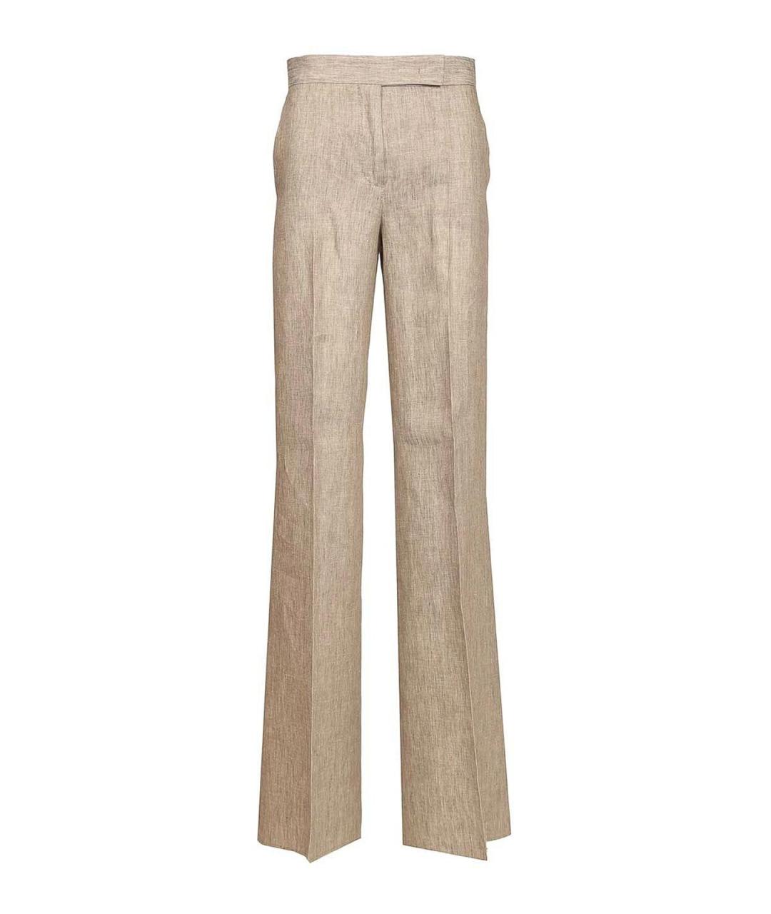 MAX MARA Бежевые льняные брюки широкие, фото 1