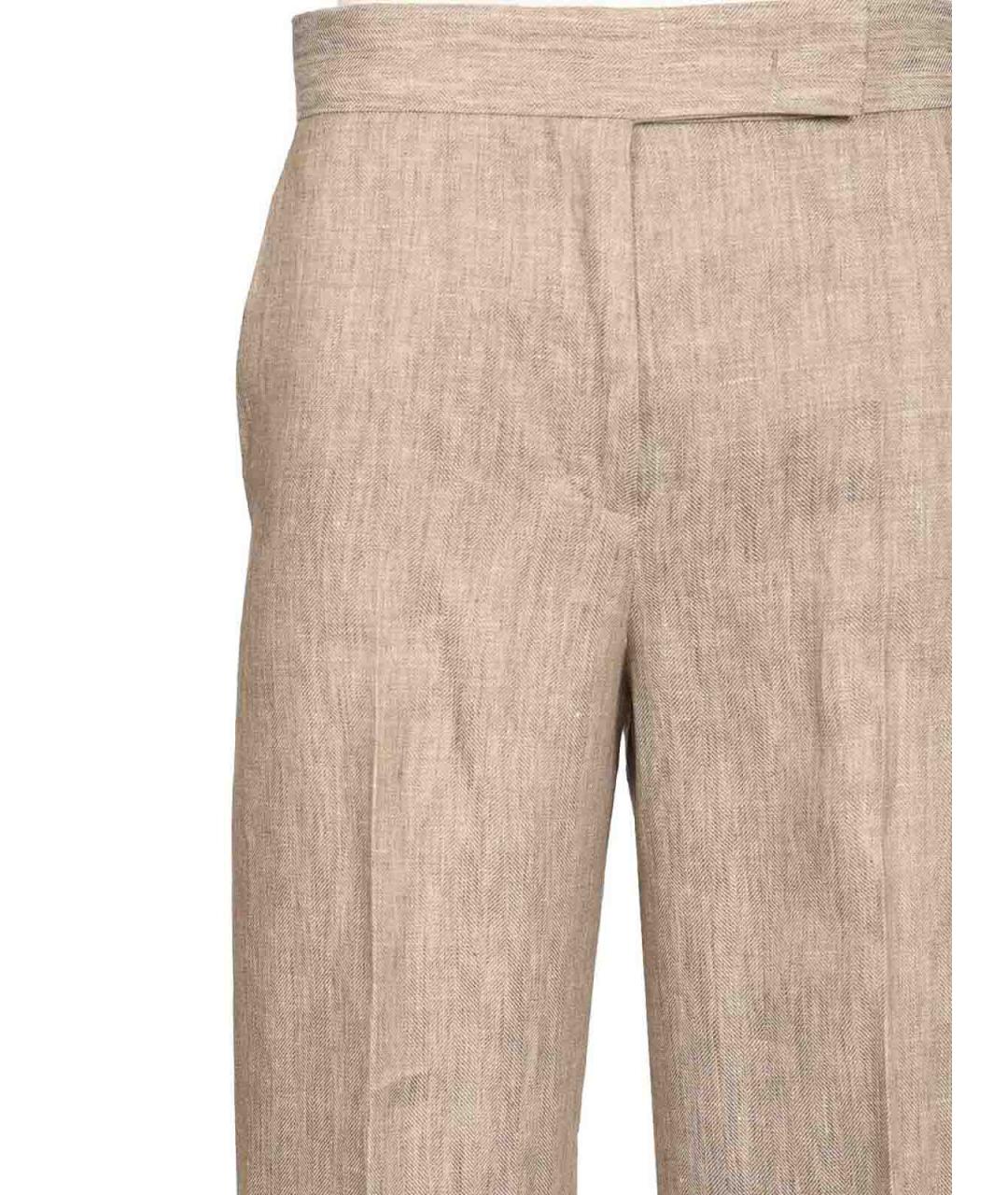 MAX MARA Бежевые льняные брюки широкие, фото 3