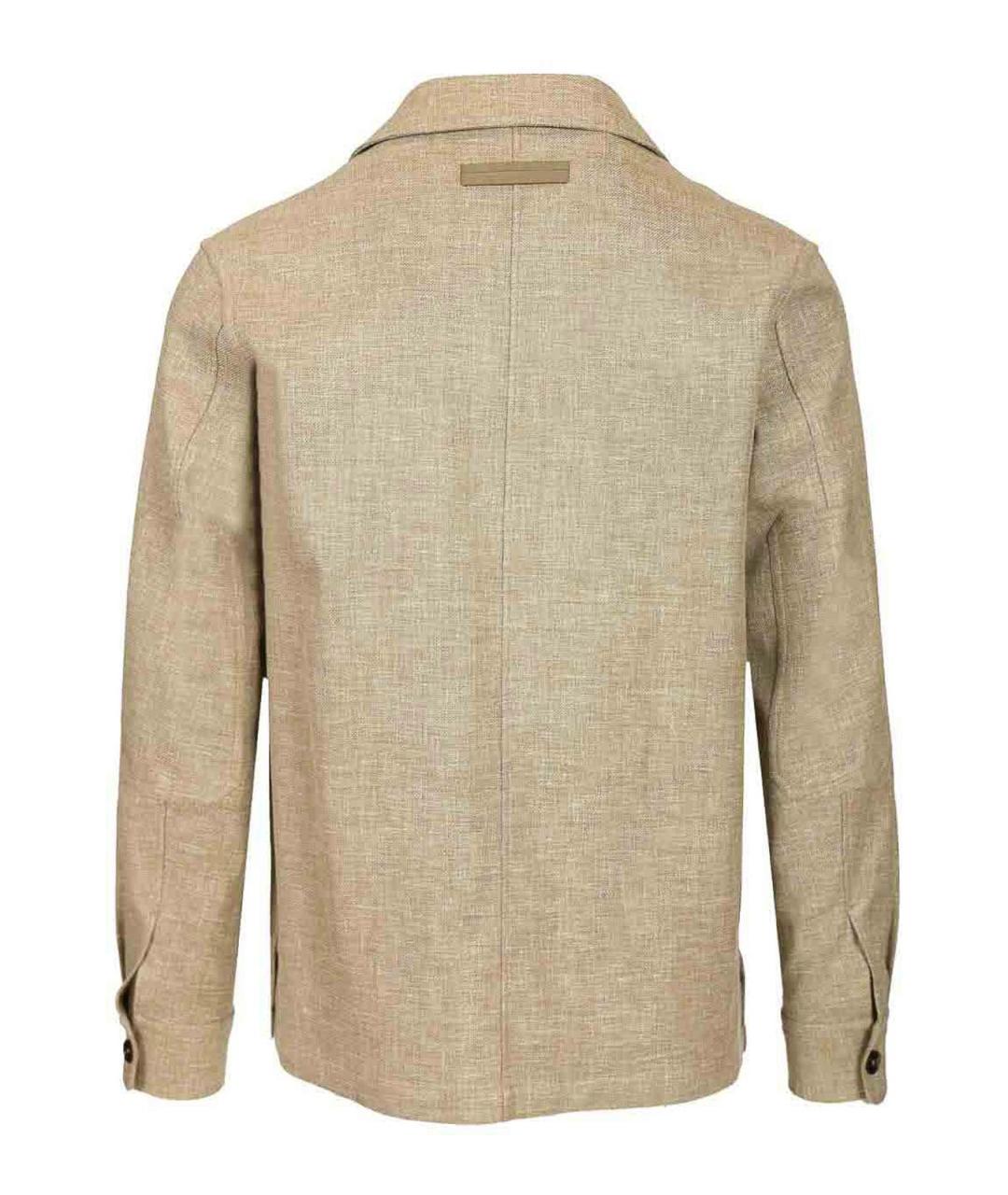 ZEGNA Бежевая льняная кэжуал рубашка, фото 2