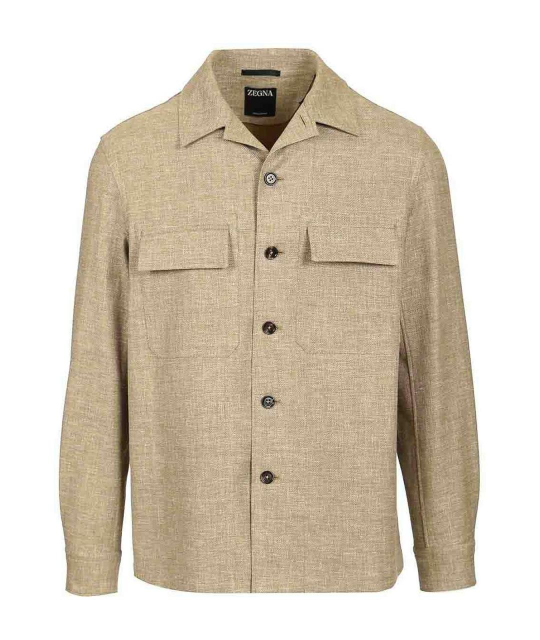 ZEGNA Бежевая льняная кэжуал рубашка, фото 1