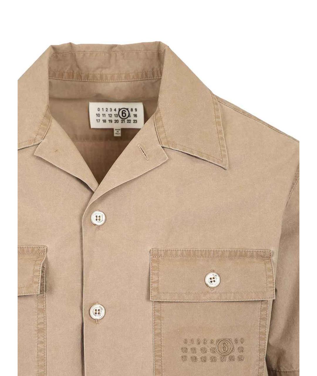 MM6 MAISON MARGIELA Бежевая хлопковая кэжуал рубашка, фото 3