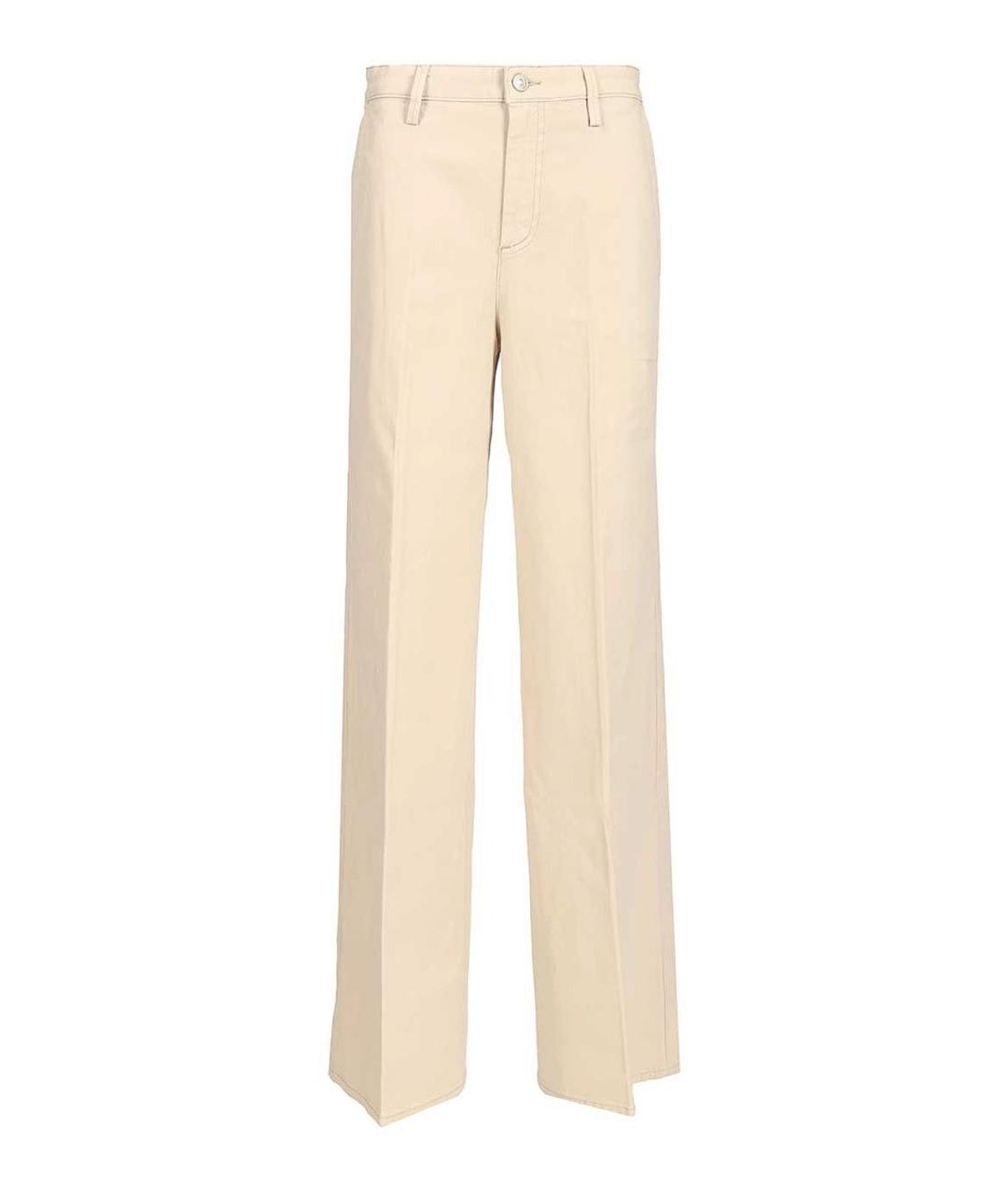 7 FOR ALL MANKIND Бежевые хлопковые прямые брюки, фото 1