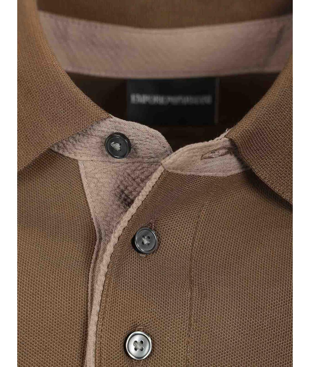 EMPORIO ARMANI Бежевое хлопковое поло с коротким рукавом, фото 4