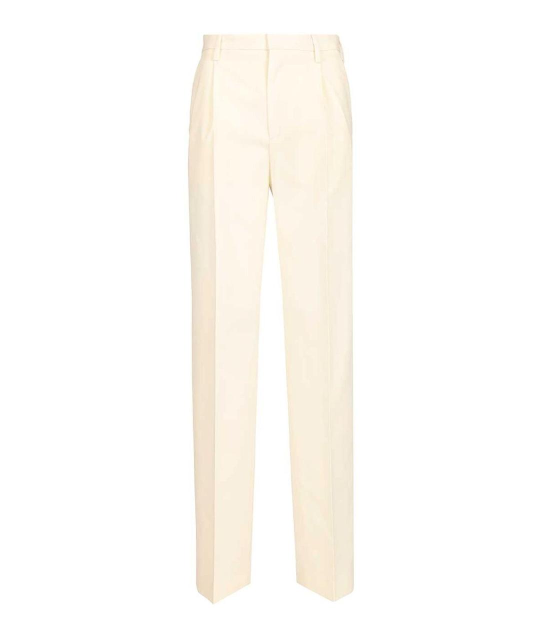MM6 MAISON MARGIELA Бежевые хлопковые прямые брюки, фото 1