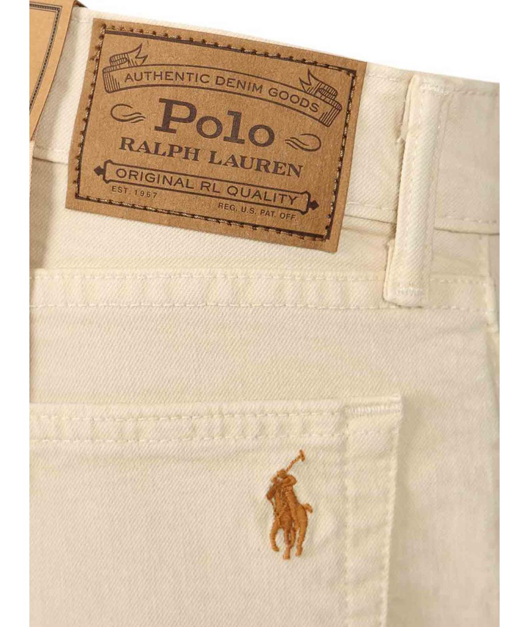 POLO RALPH LAUREN Бежевые хлопковые прямые джинсы, фото 4
