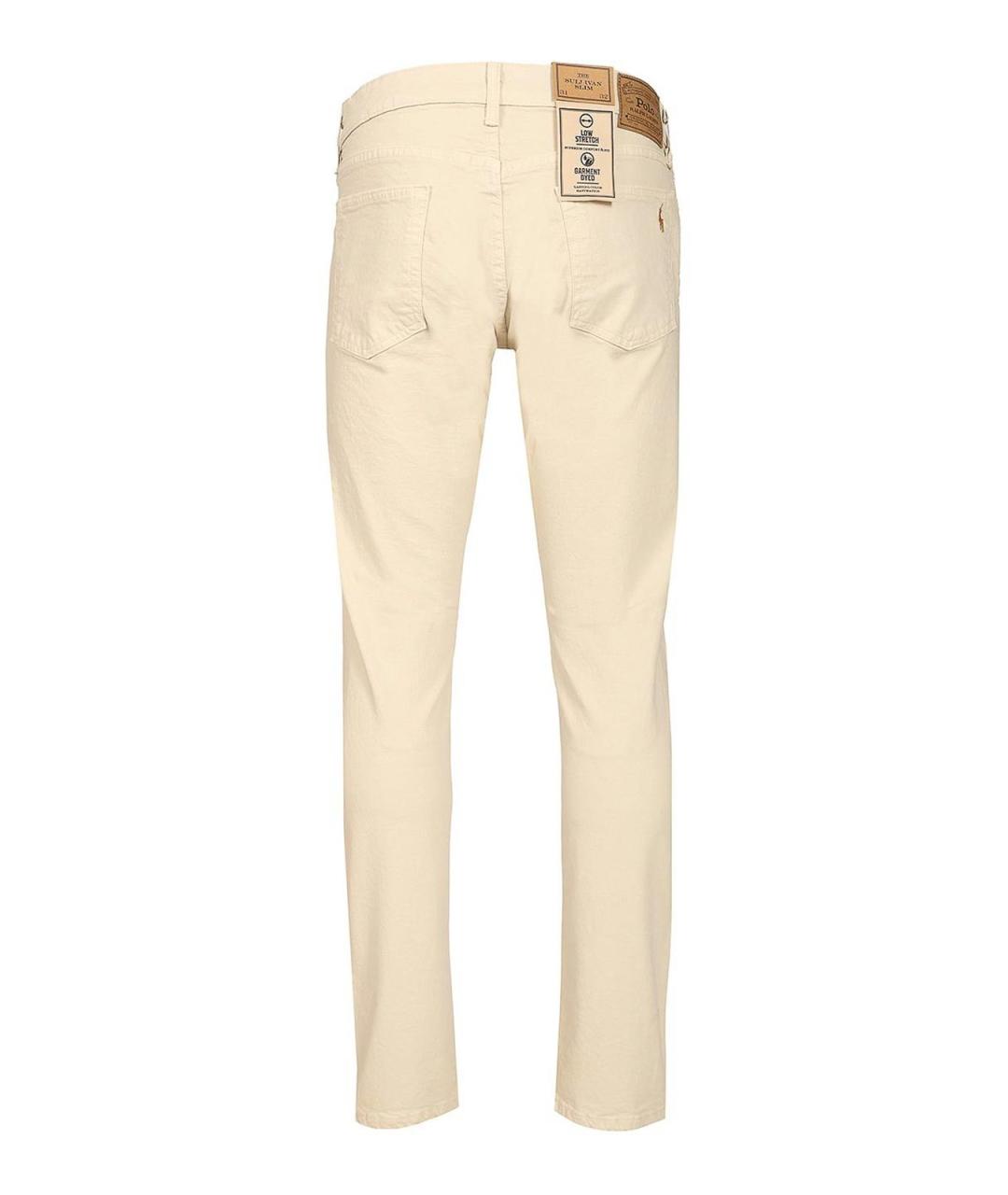 POLO RALPH LAUREN Бежевые хлопковые прямые джинсы, фото 2