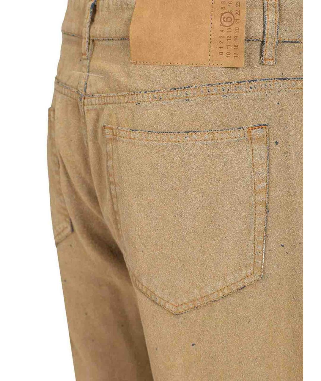 MM6 MAISON MARGIELA Бежевые хлопковые прямые джинсы, фото 4