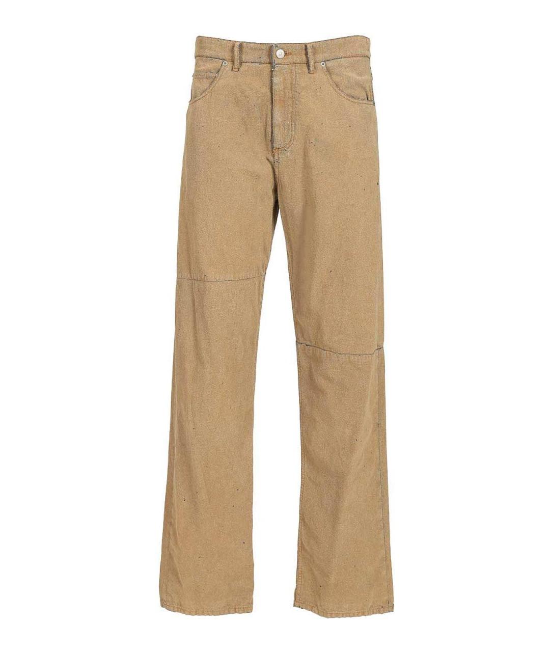 MM6 MAISON MARGIELA Бежевые хлопковые прямые джинсы, фото 1
