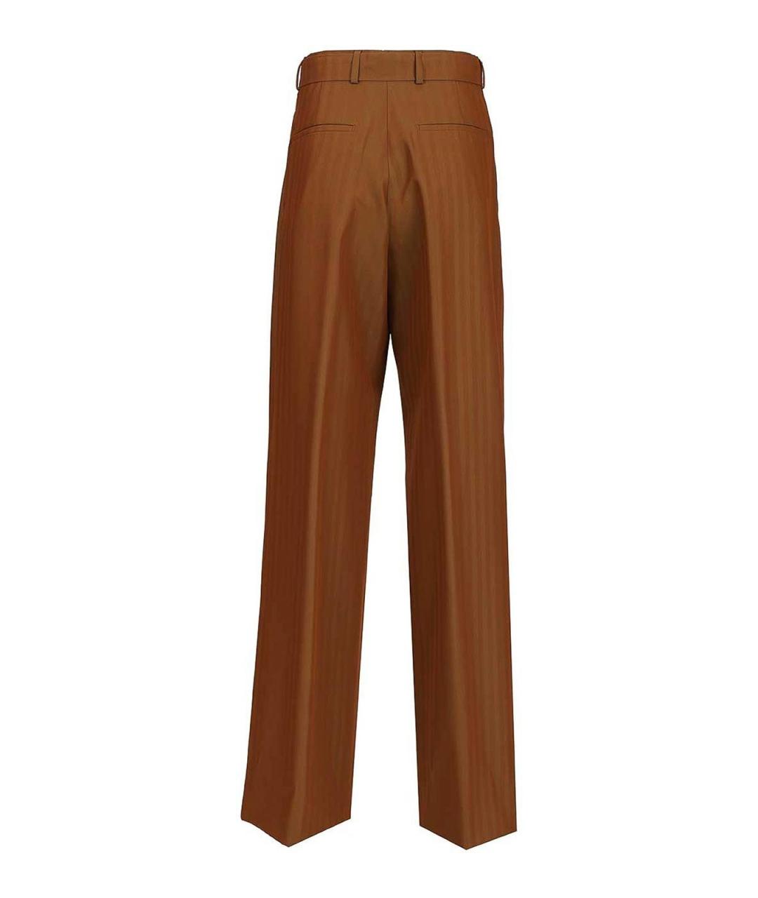 DRIES VAN NOTEN Коричневые шерстяные прямые брюки, фото 2