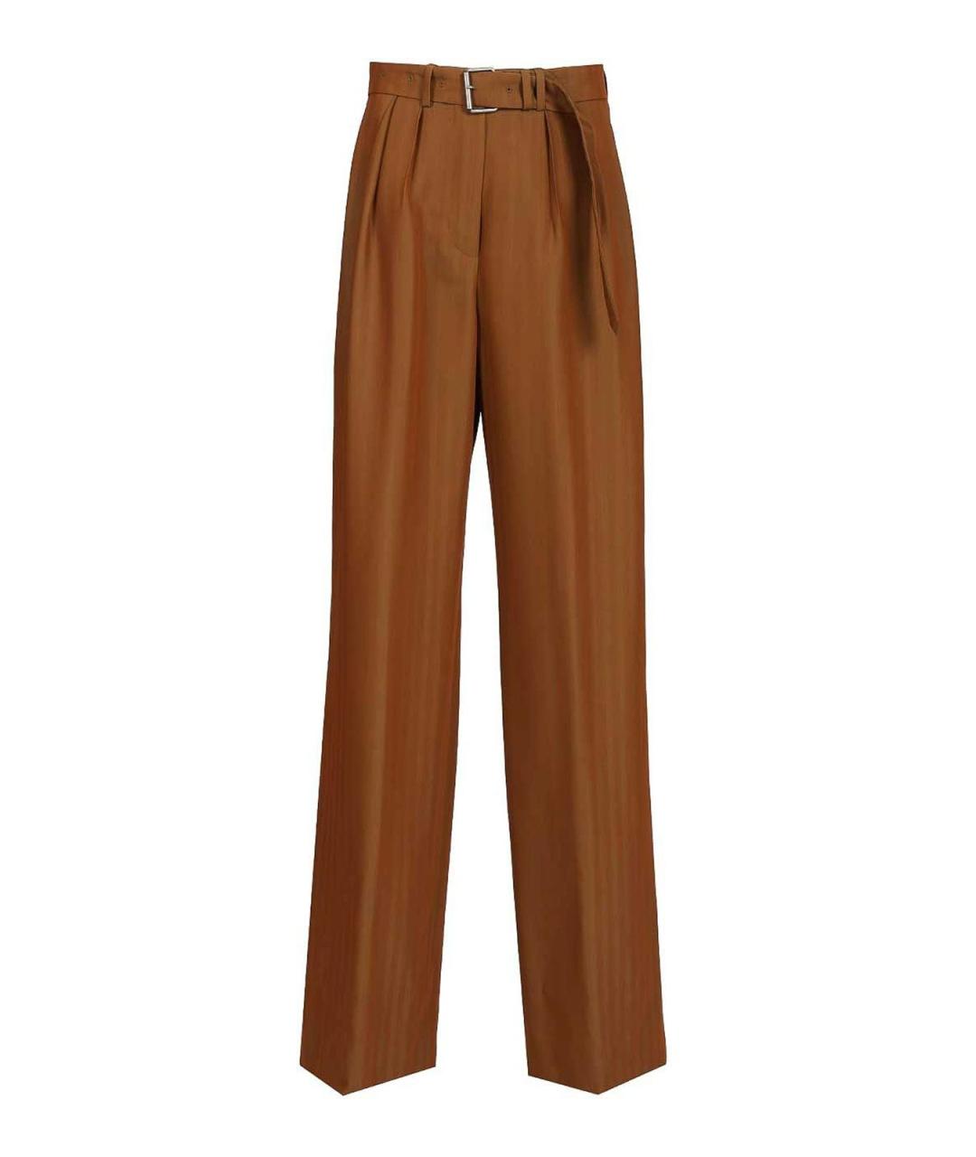 DRIES VAN NOTEN Коричневые шерстяные прямые брюки, фото 1