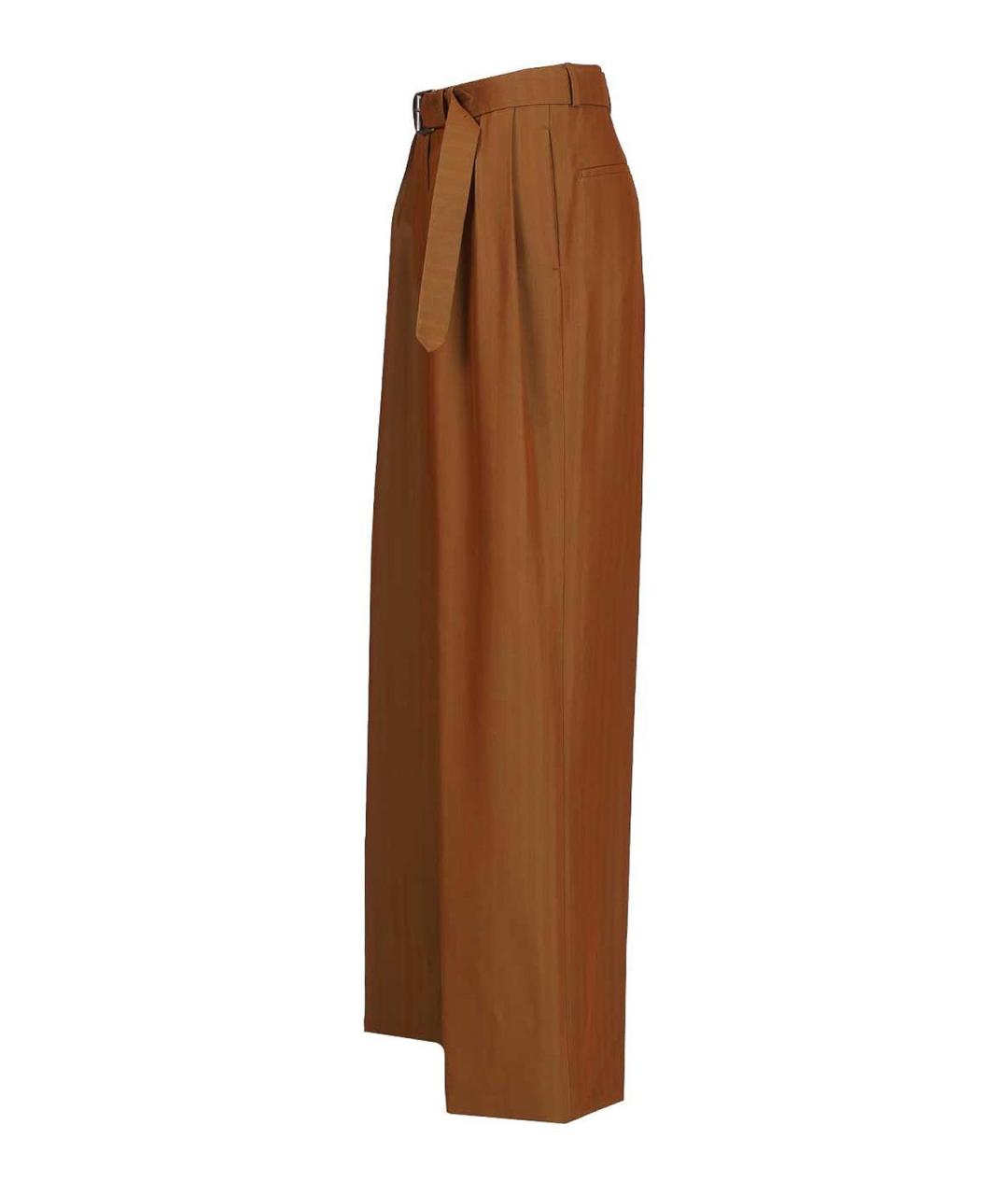 DRIES VAN NOTEN Коричневые шерстяные прямые брюки, фото 3