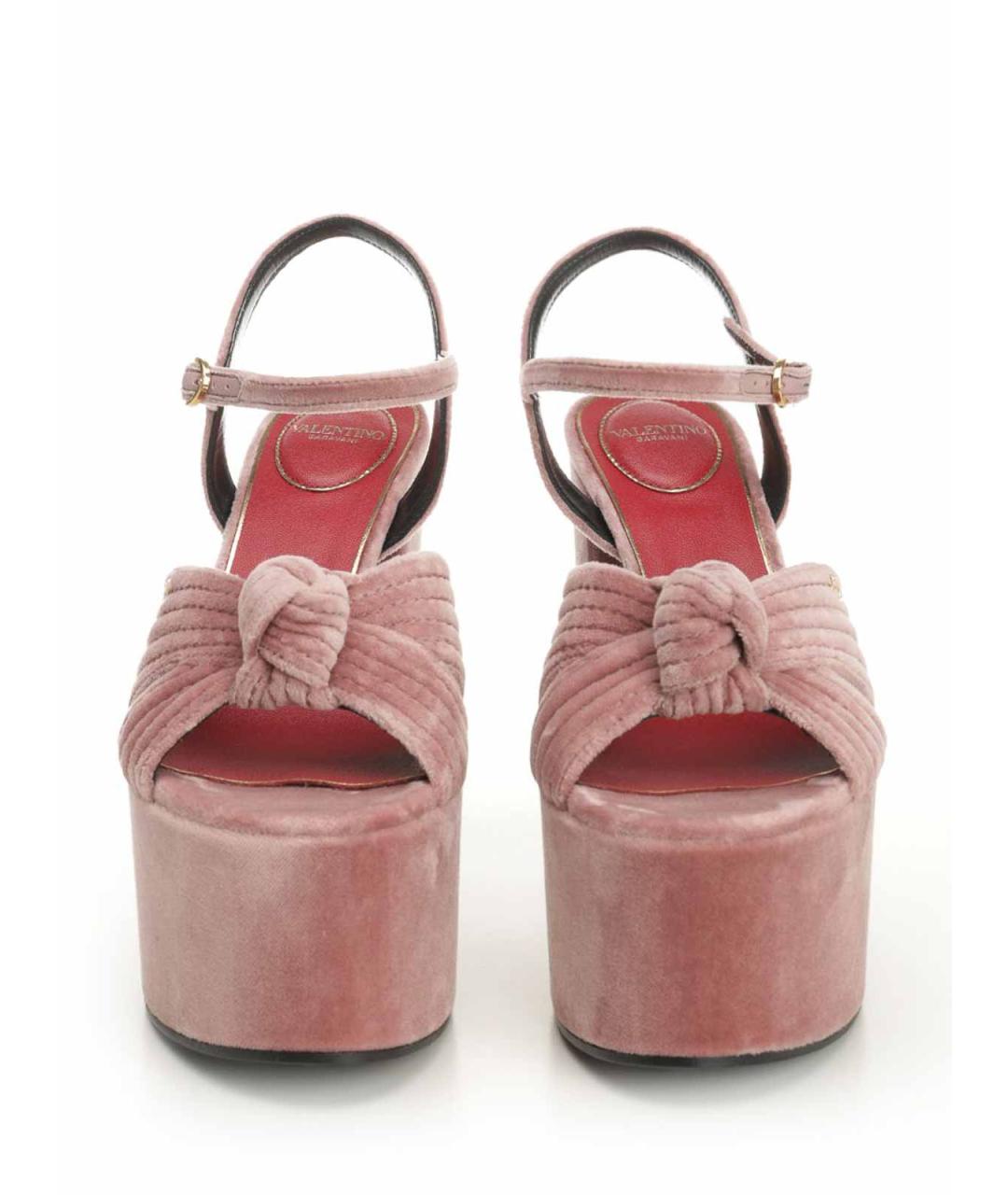 VALENTINO Розовые бархатные босоножки, фото 5