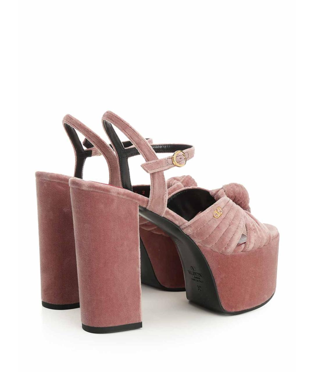 VALENTINO Розовые бархатные босоножки, фото 3
