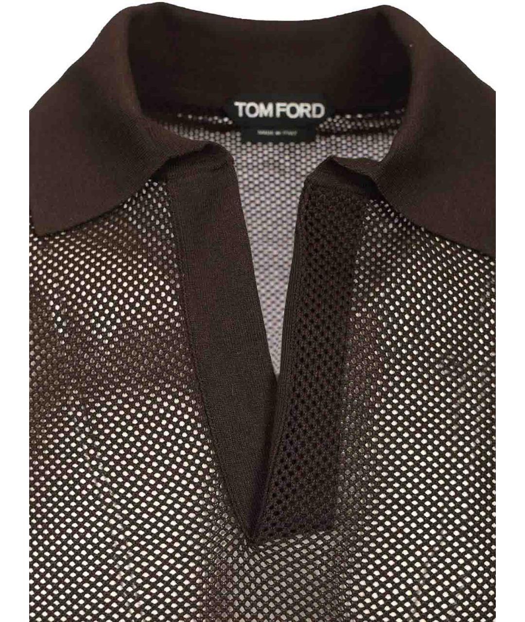 TOM FORD Коричневое хлопковое поло с коротким рукавом, фото 3