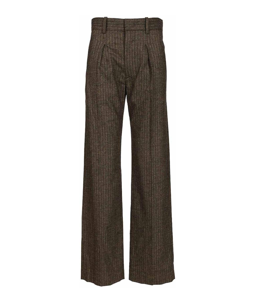 ISABEL MARANT Коричневые шерстяные прямые брюки, фото 1