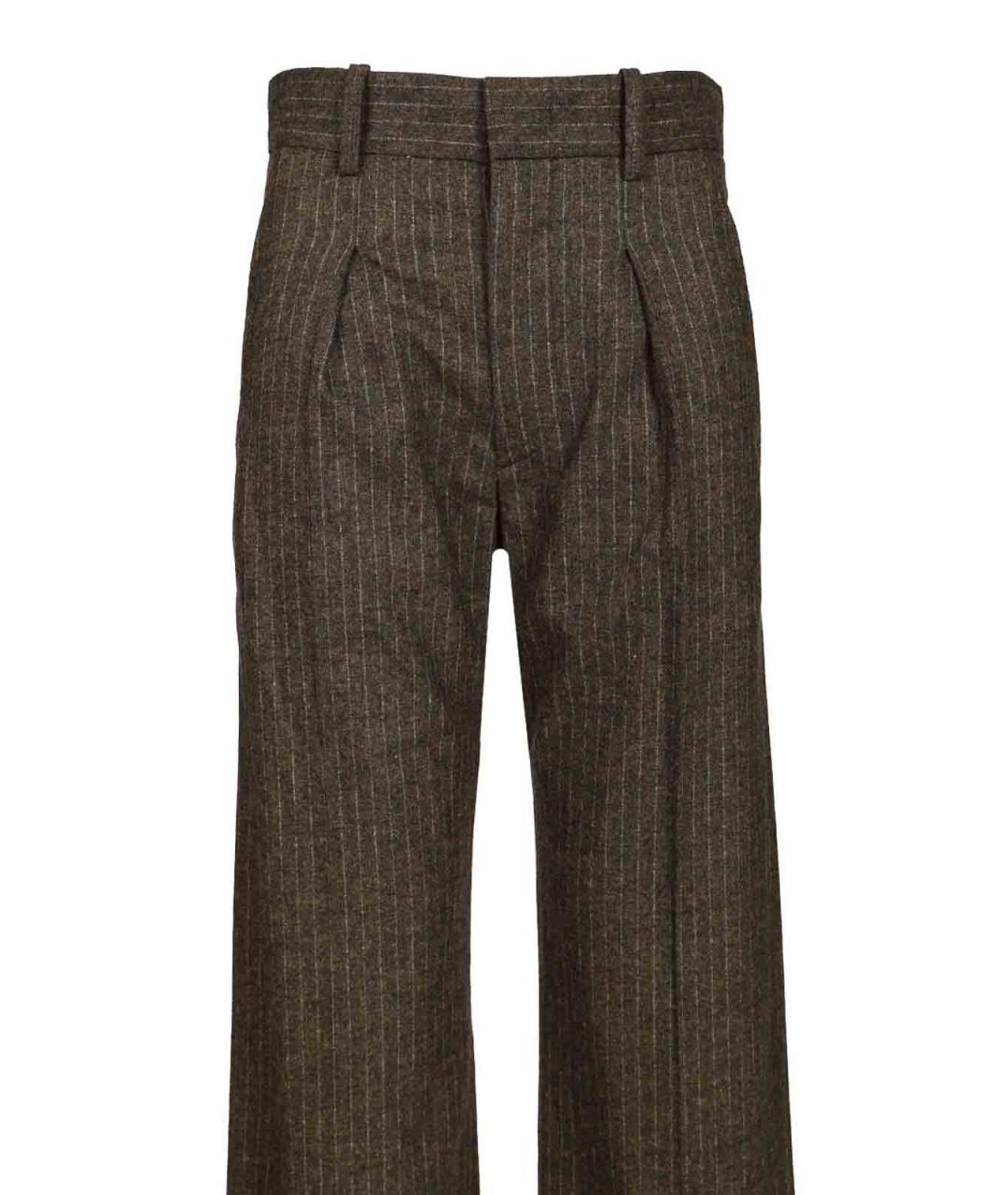 ISABEL MARANT Коричневые шерстяные прямые брюки, фото 4