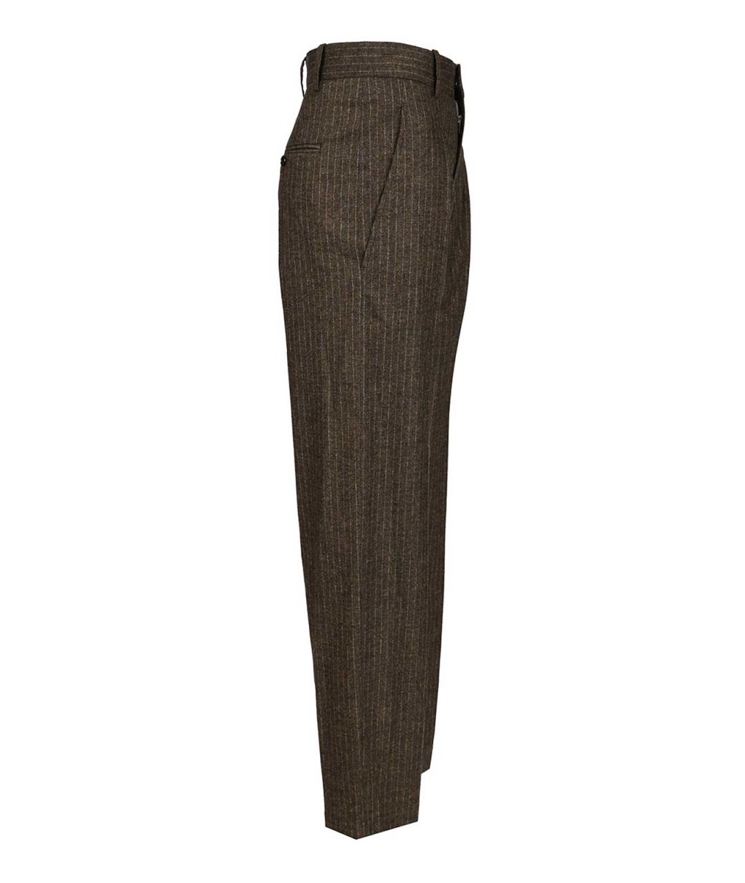 ISABEL MARANT Коричневые шерстяные прямые брюки, фото 3