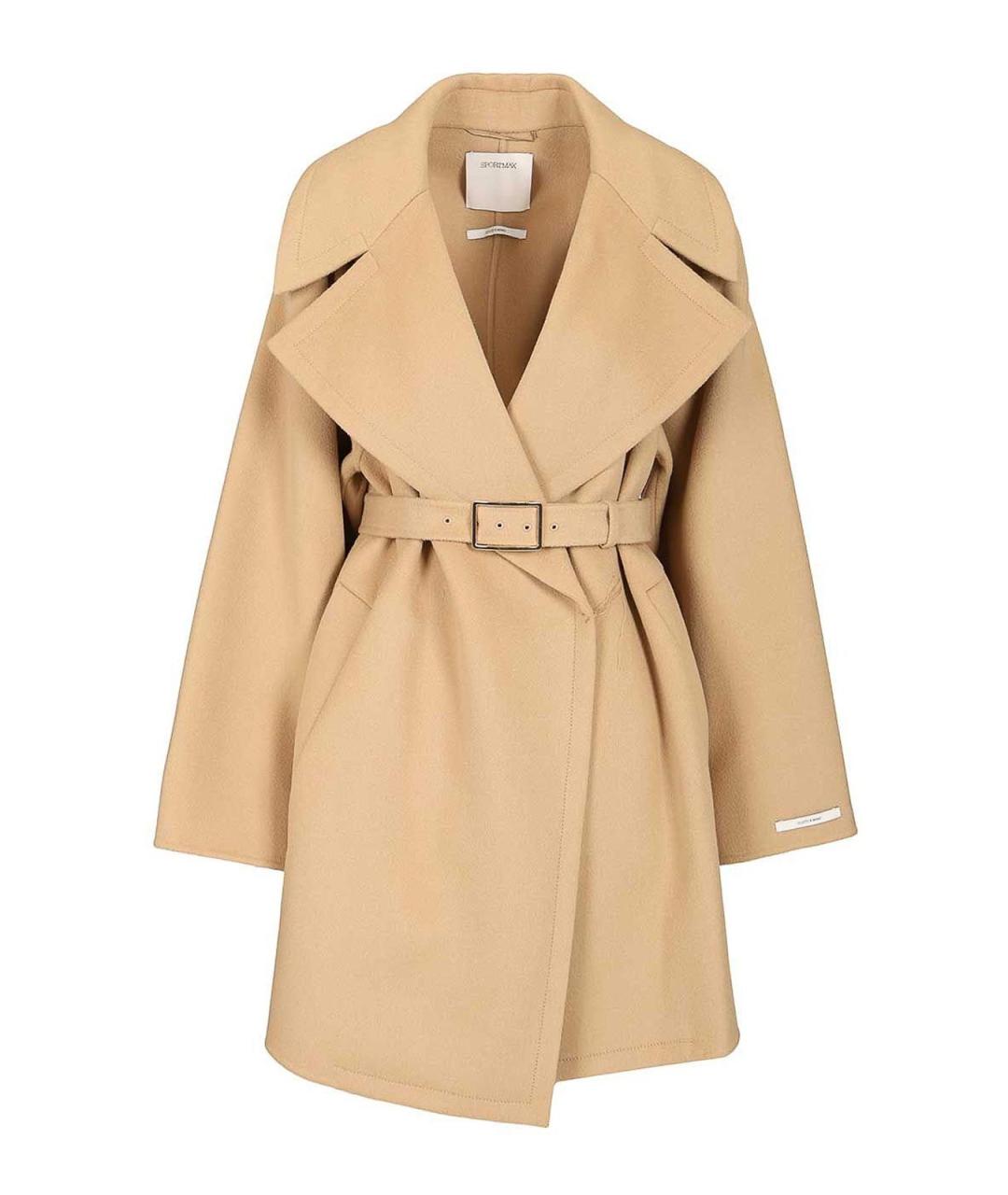 SPORTMAX Бежевое шерстяное пальто, фото 1
