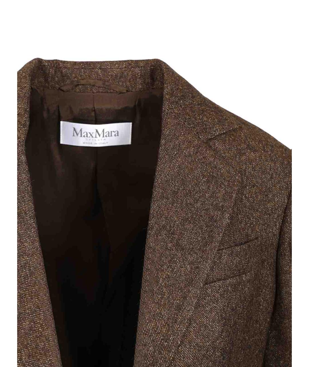 MAX MARA Коричневый шерстяной жакет/пиджак, фото 4