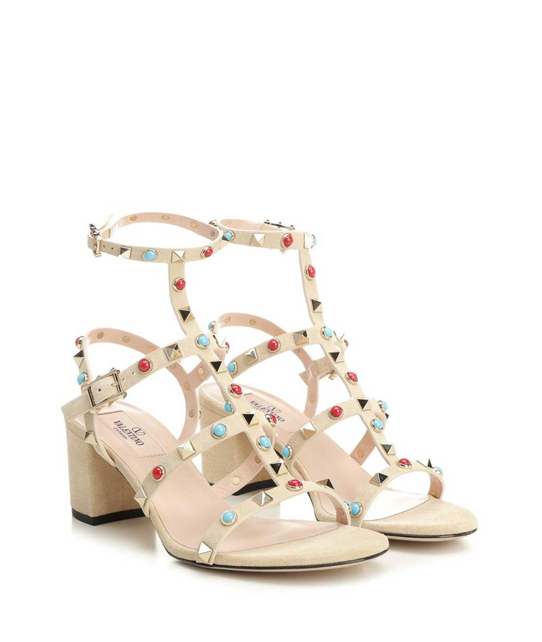 VALENTINO Бежевые замшевые босоножки, фото 2