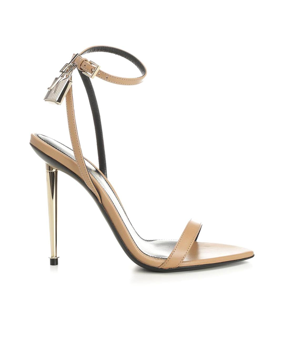 TOM FORD Бежевые кожаные босоножки, фото 1
