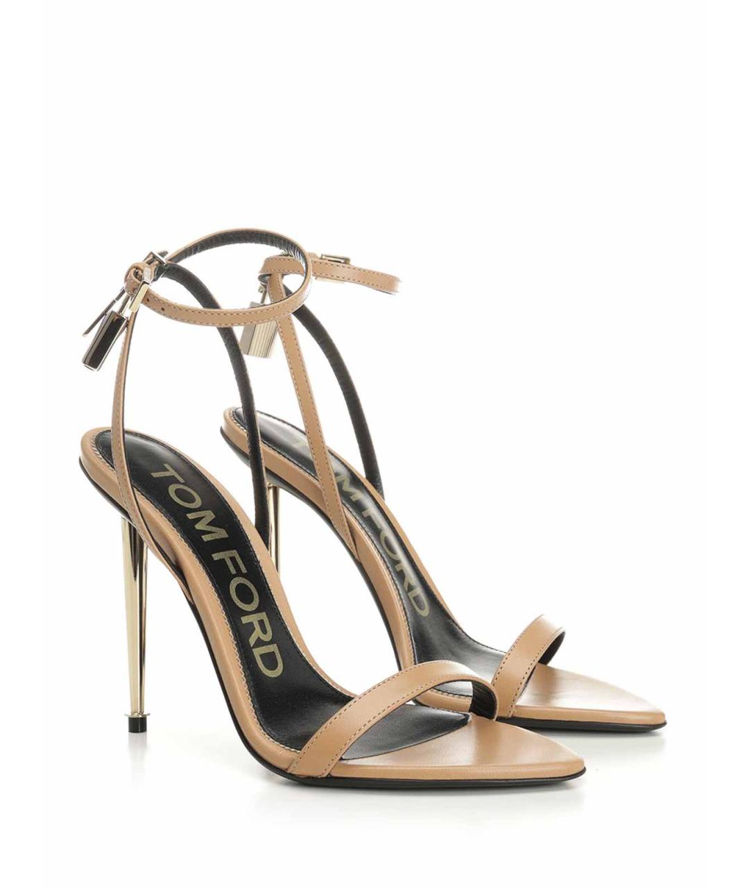 TOM FORD Бежевые кожаные босоножки, фото 2