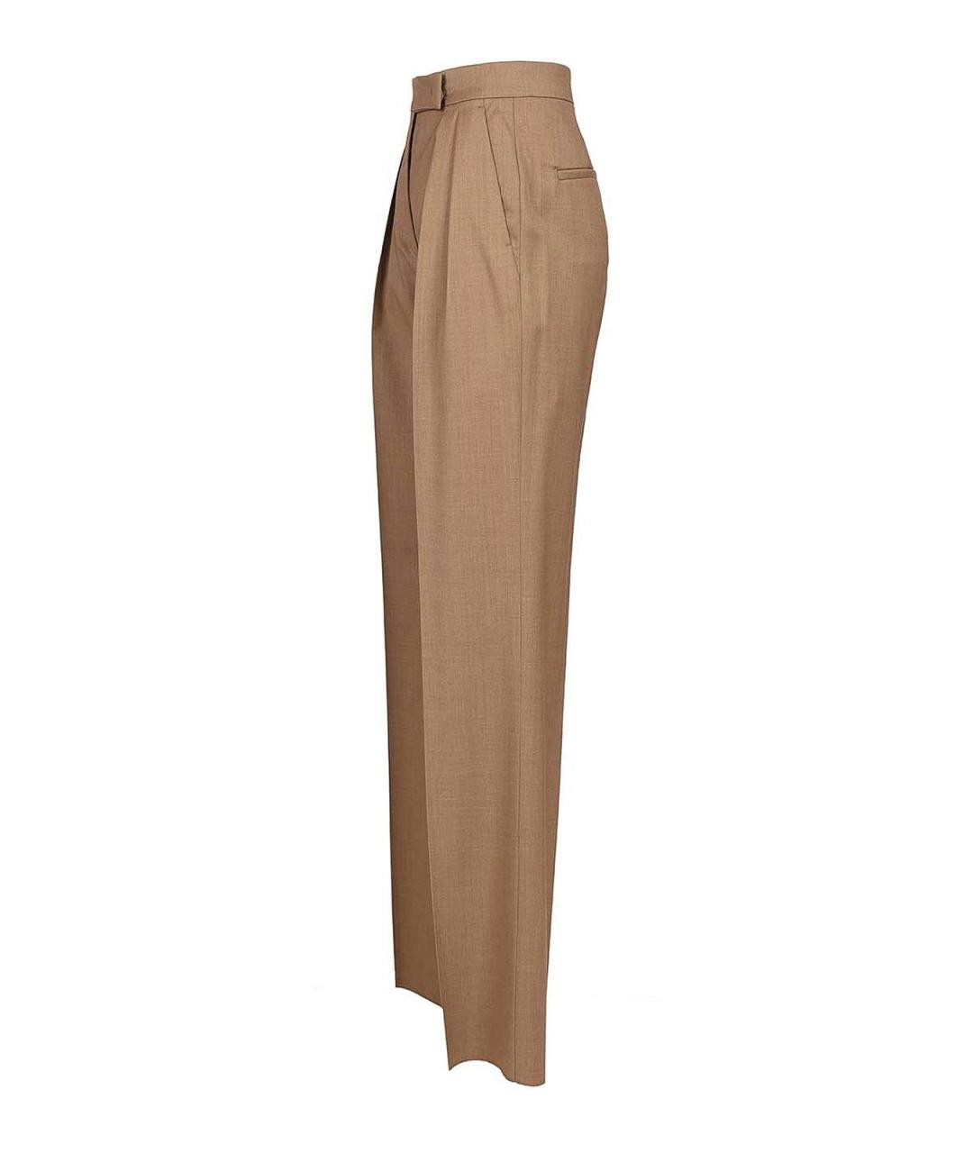 MAX MARA Коричневые шерстяные брюки широкие, фото 3